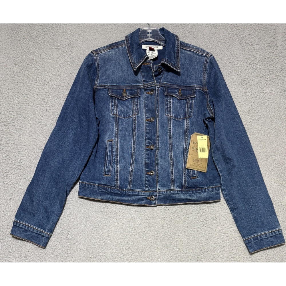 NEW Vintage Stetson Western Denim Jacket Womens Medium Blue 11-098-0202-0311 BU